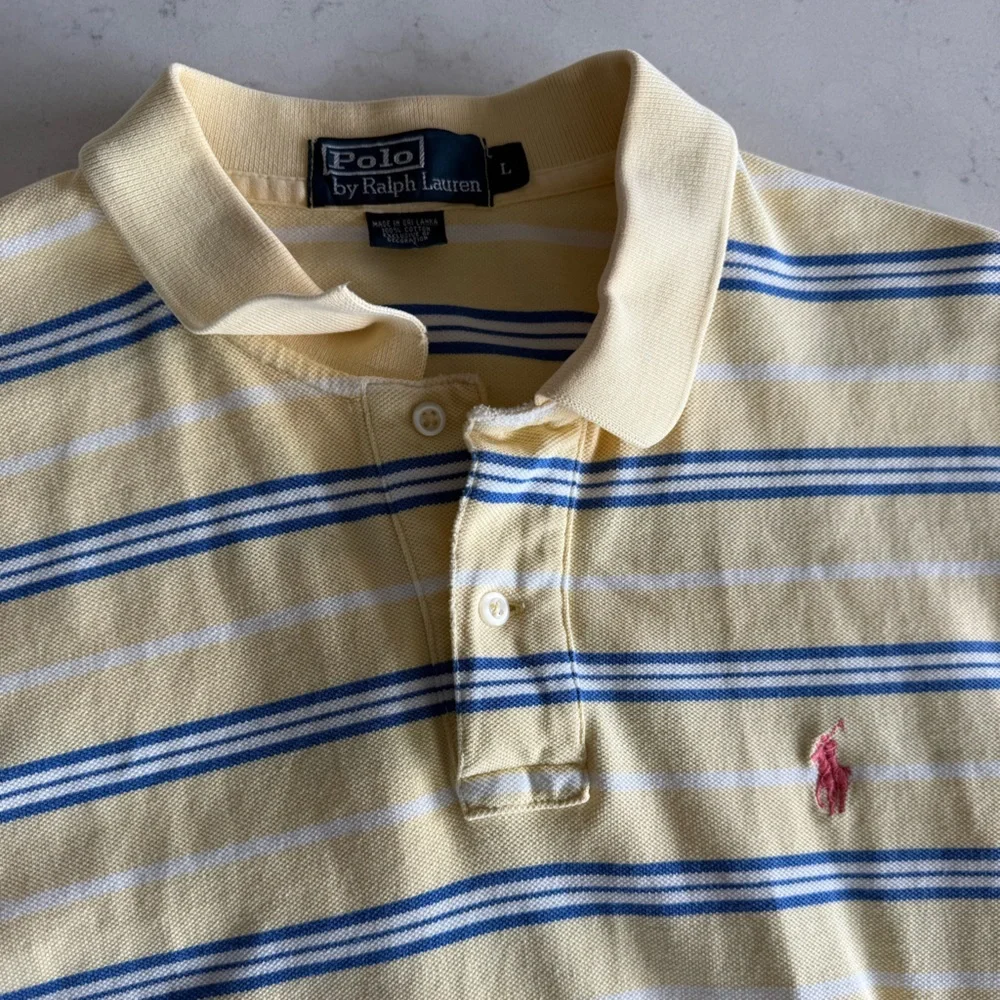 Polo Ralph Lauren Yellow Polo with Navy and White Stripes